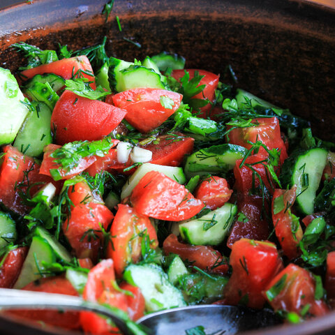 Yazidi Cucumber and Tomato Salad 